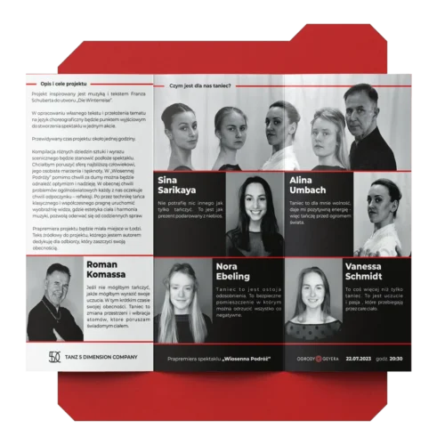 Projekt graficzny ulotki spektaklu Wiosenna podróż agencja reklamowa Indivisual