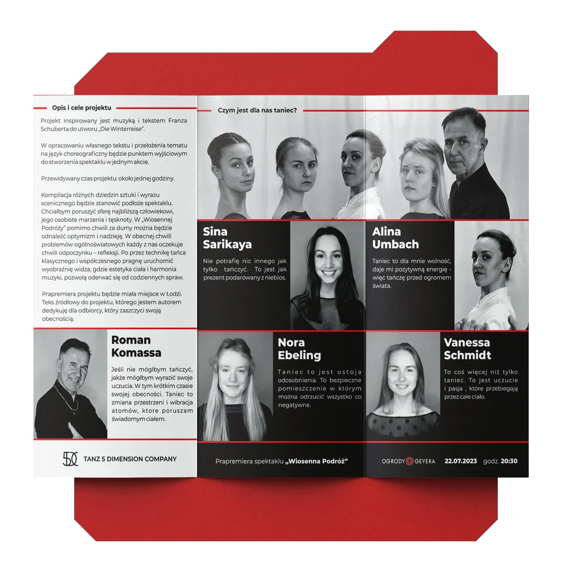 Projekt graficzny ulotki spektaklu Wiosenna podróż agencja reklamowa Indivisual 