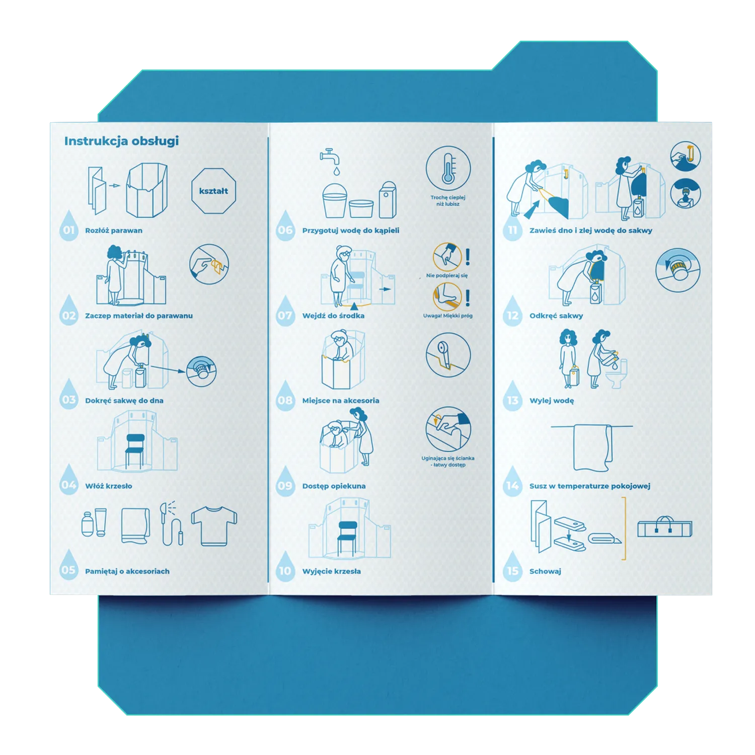 druki firmowe - projekt instrukcji obsługi mobilnego prysznica plusk - agencja reklamowa indivisual