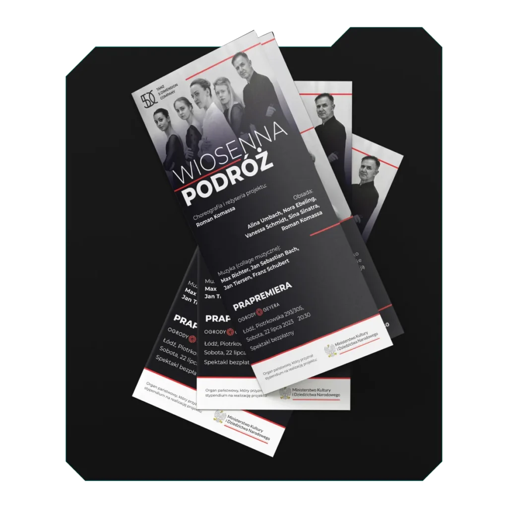 Projekt graficzny ulotki spektaklu Wiosenna podróż agencja reklamowa Indivisual