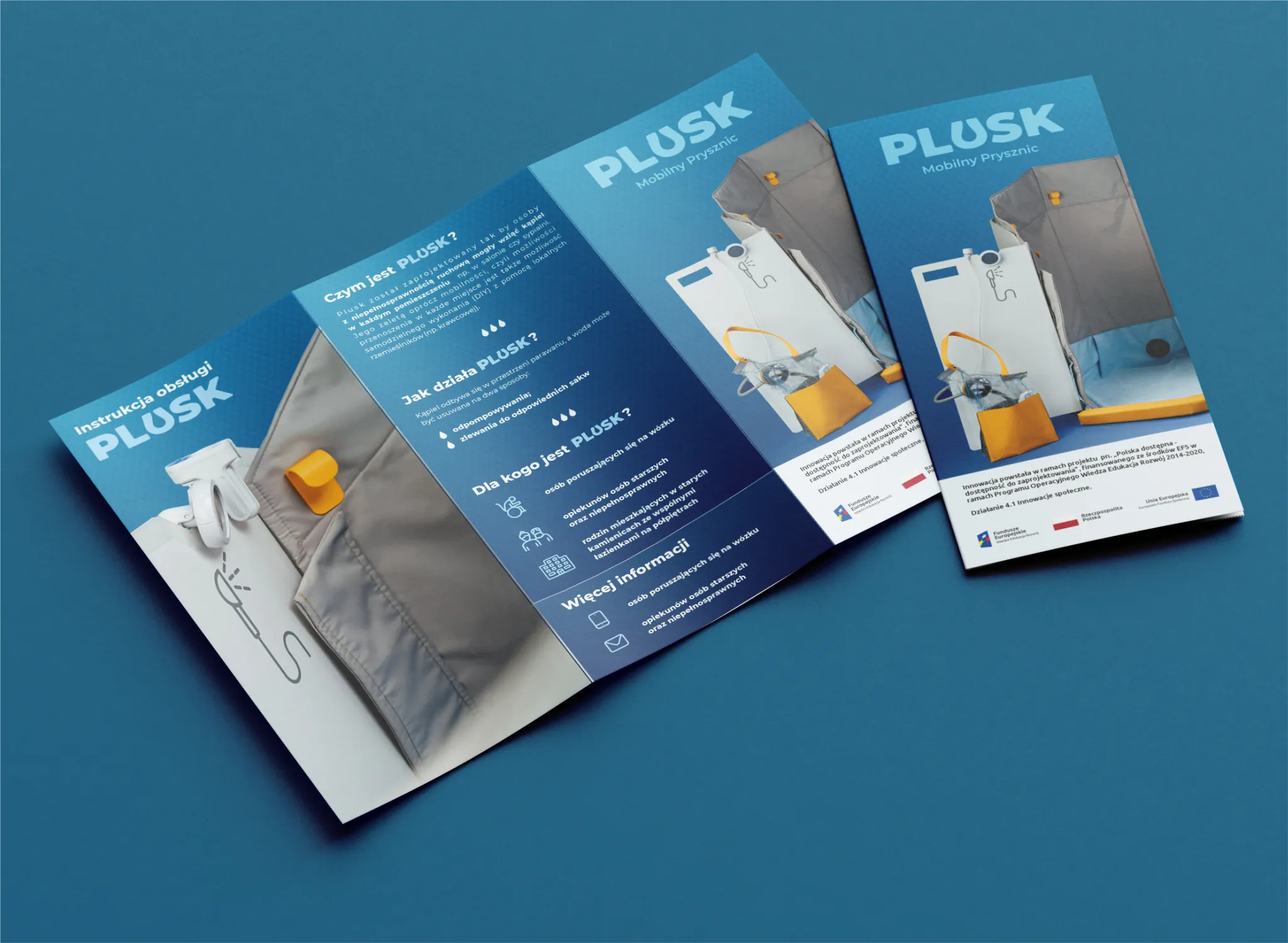 projekt instrukcji obsługi mobilnego prysznica plusk - projekt graficzny Agencja reklamowa